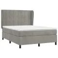 cadre de lit et matelas Gris clair 140x190cm Velours