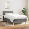 cadre de lit et matelas Gris foncé 90x190 cm Tissu