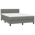 cadre de lit avec matelas Gris foncé 140x190cm Tissu