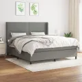 cadre de lit avec matelas Gris foncé 180x200cm Tissu