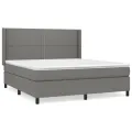 cadre de lit avec matelas Gris foncé 180x200cm Tissu