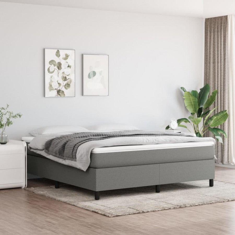 cadre de lit avec matelas Gris foncé 180x200cm Tissu