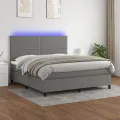 cadre de lit et matelas et LED Gris foncé 180x200 cm