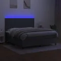 cadre de lit et matelas et LED Gris foncé 180x200 cm