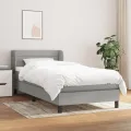 cadre de lit avec matelas Gris clair 100x200cm Tissu