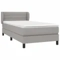 cadre de lit avec matelas Gris clair 100x200cm Tissu