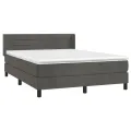 cadre de lit et matelas Gris foncé 140x200cm Velours