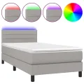 cadre de lit matelas LED Gris clair 100x200 cm Tissu