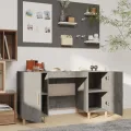 Bureau Gris béton 140x50x75 cm Bois d'ingénierie