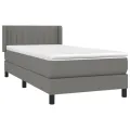 cadre de lit avec matelas Gris foncé 100x200cm Tissu