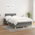 cadre de lit avec matelas Gris foncé 120x200cm Tissu