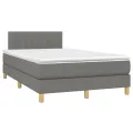 cadre de lit avec matelas Gris foncé 120x200cm Tissu