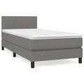 cadre de lit avec matelas Gris foncé 100x200cm Tissu