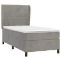 cadre de lit et matelas Gris clair 90x200 cm Velours