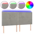 Tête de lit à LED Gris clair 180x5x118/128 cm Velours