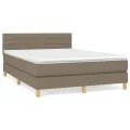 cadre de lit avec matelas Taupe 140x200 cm Tissu