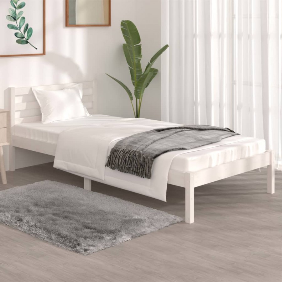 Cadre de lit Bois de pin massif 90x190 cm Blanc simple