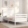 Cadre de lit avec tête de lit blanc simple bois massif
