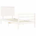 Cadre de lit avec tête de lit blanc simple bois massif