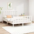 Cadre de lit Blanc Bois de pin massif 140x190 cm