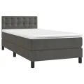 cadre de lit et matelas Gris foncé 80x200 cm Velours