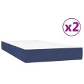 cadre de lit avec matelas Bleu 200x200 cm Tissu