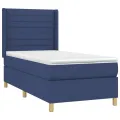 cadre de lit matelas et LED Bleu 100x200 cm Tissu