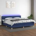 cadre de lit et matelas et LED Bleu 200x200 cm Tissu