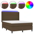 cadre de lit matelas et LED Marron foncé 140x200 cm