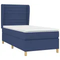 cadre de lit avec matelas Bleu 100x200 cm Tissu