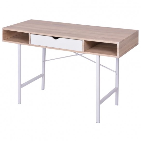 Bureau avec 1 compartiment Chêne et blanc