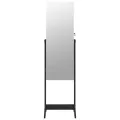 Armoire à bijoux avec miroir sur pied noir 42x38x152 cm