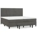 cadre de lit et matelas Gris foncé 200x200cm Velours