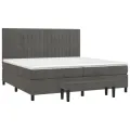 cadre de lit et matelas Gris foncé 200x200cm Velours