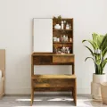 Coiffeuse avec miroir Chêne fumé 74,5x40x141 cm