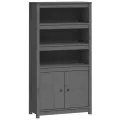 Buffet haut Gris 80x35x154 cm Bois massif de pin