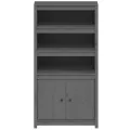 Buffet haut Gris 80x35x154 cm Bois massif de pin