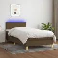 cadre de lit matelas et LED Marron foncé 100x200 cm
