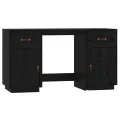 Bureau avec armoires Noir 135x50x75 cm Bois massif de pin