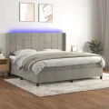 cadre de lit matelas et LED Gris clair 200x200 cm