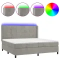 cadre de lit matelas et LED Gris clair 200x200 cm