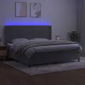 cadre de lit matelas et LED Gris clair 200x200 cm