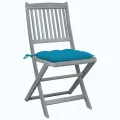 Chaises pliables d'extérieur 2 pcs avec coussins Bois d'acacia