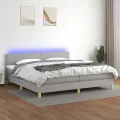 cadre de lit matelas LED Gris clair 200x200 cm Tissu