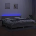cadre de lit matelas LED Gris clair 200x200 cm Tissu