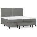 cadre de lit avec matelas Gris foncé 200x200cm Tissu