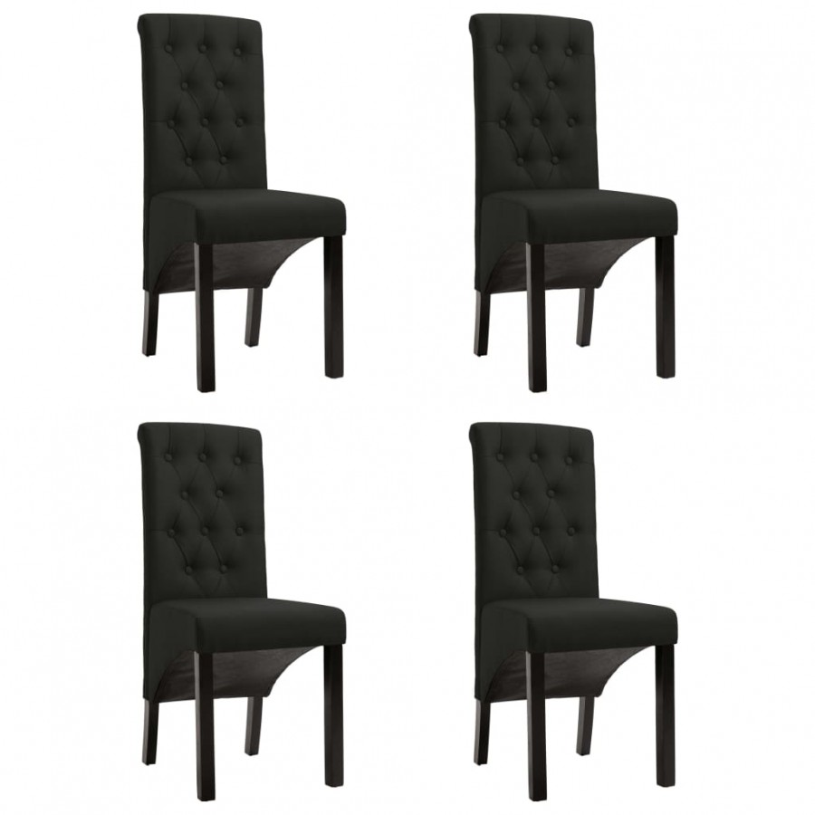 Chaises à manger lot de 4 noir tissu