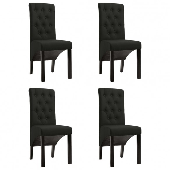 Chaises à manger lot de 4 noir tissu