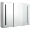 Armoire de salle de bain à miroir LED Gris béton 89x14x62 cm