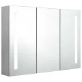 Armoire de salle de bain à miroir LED Gris béton 89x14x62 cm